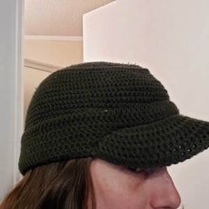 Olive Green Knitted hard brim Hat